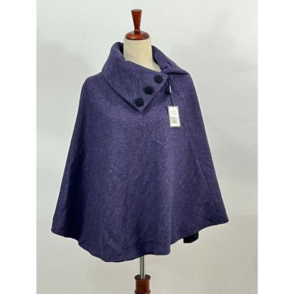 MUCROS WEAVERS Ireland OS S M L Purple Tweed Cape Poncho Wool NWT - Picture 2 of 11